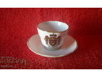 Old double china set cup plate gilt Thomas Hand ra