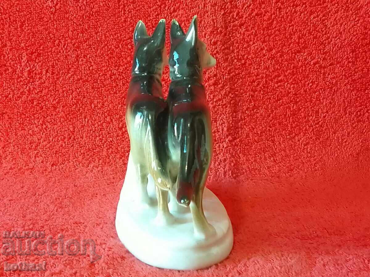 Παράδοση Παλαιό γερμανικό ειδώλιο από πορσελάνη με σήμανση δύο σκύλων