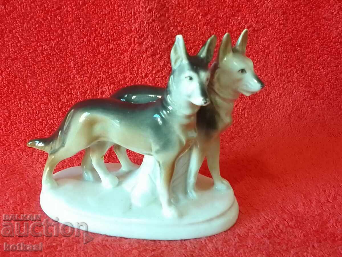 Παλαιό γερμανικό ειδώλιο από πορσελάνη με σήμανση δύο σκύλων - 7