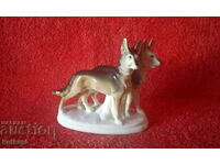 Old German porcelain figurine Two Dogs marked