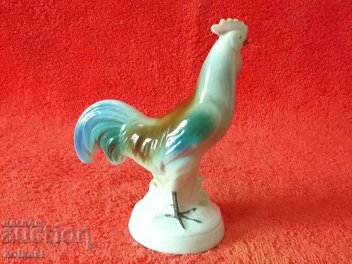 Παράδοση Παλιά πολύχρωμη πορσελάνινη φιγούρα Πετεινός Γερμανία θερμή εκτύπωση