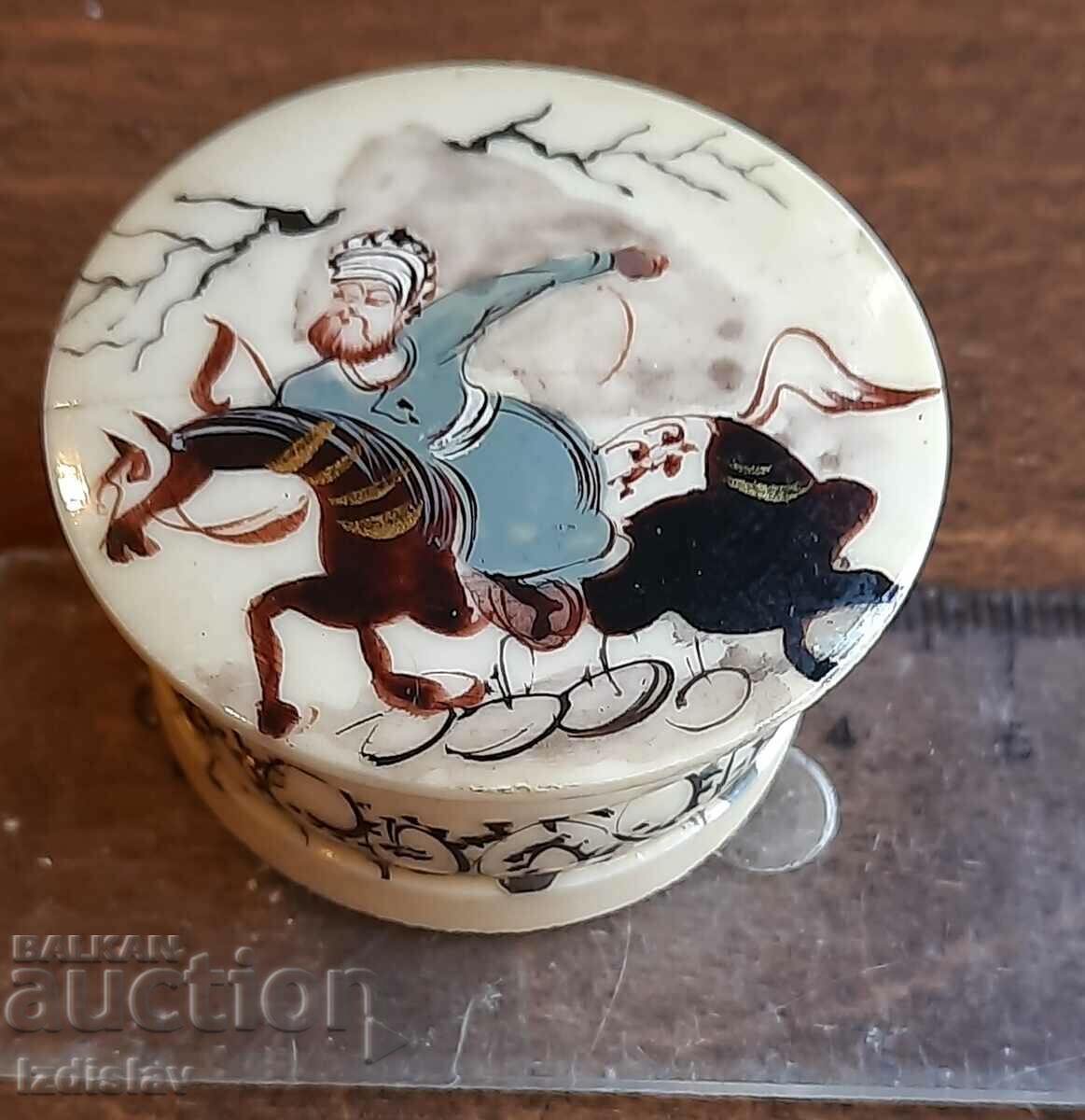 Hand painted Persian bone box 19th c