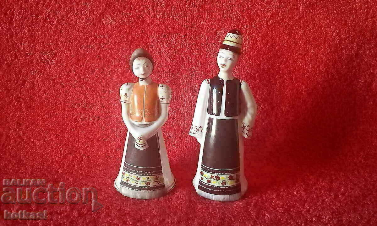 Lot of two old rare porcelain figures women Hungary marked