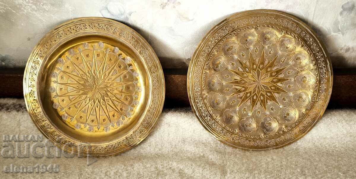 Two brass wall plates
