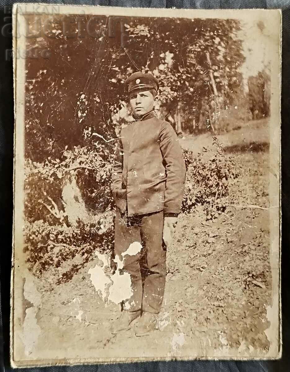 Царство България Стара снимка фотография на момче ученик...