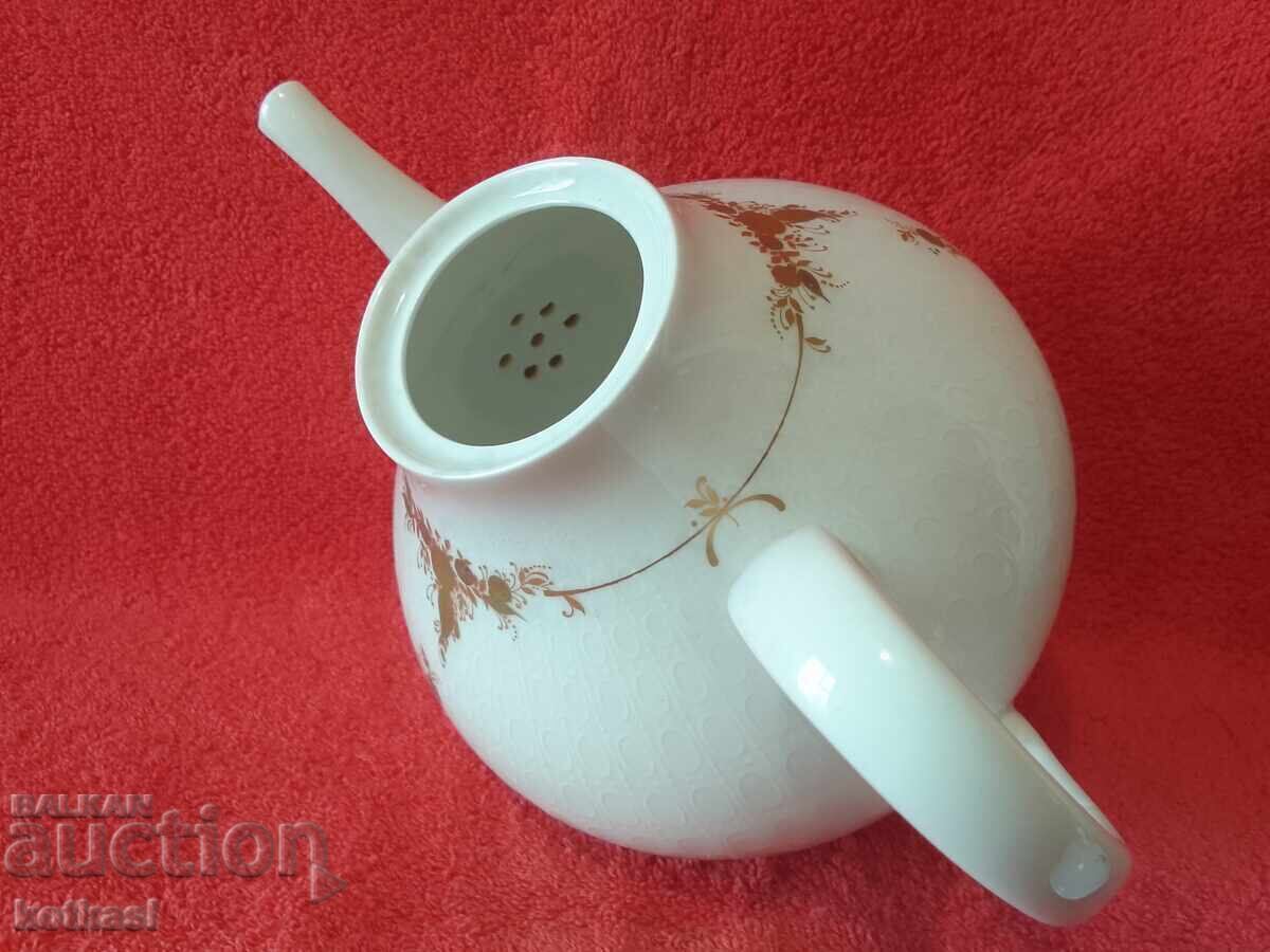 Porcelain Teapot Rosenthal Gold Plated Handcrafted Embossed - 5
