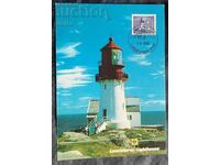 Stamped postcard. 1991 Lindesnes Lighthouse, Norway