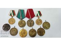 10 бр. комунистически български медали, медал - юбилейни