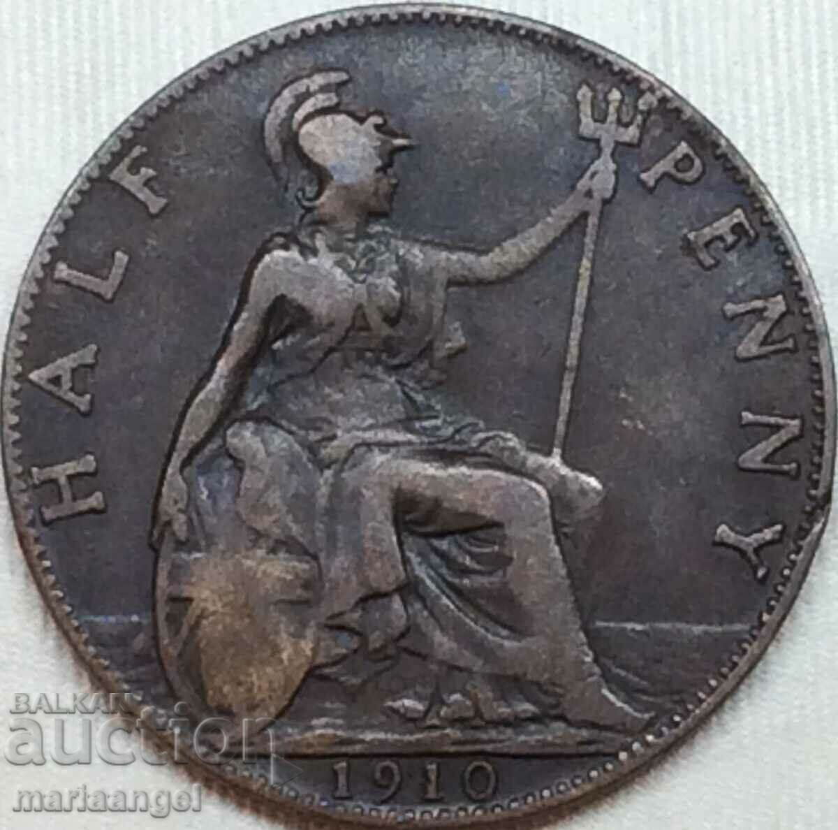 Marea Britanie 1/2 penny 1910 Edward VII - destul de rar