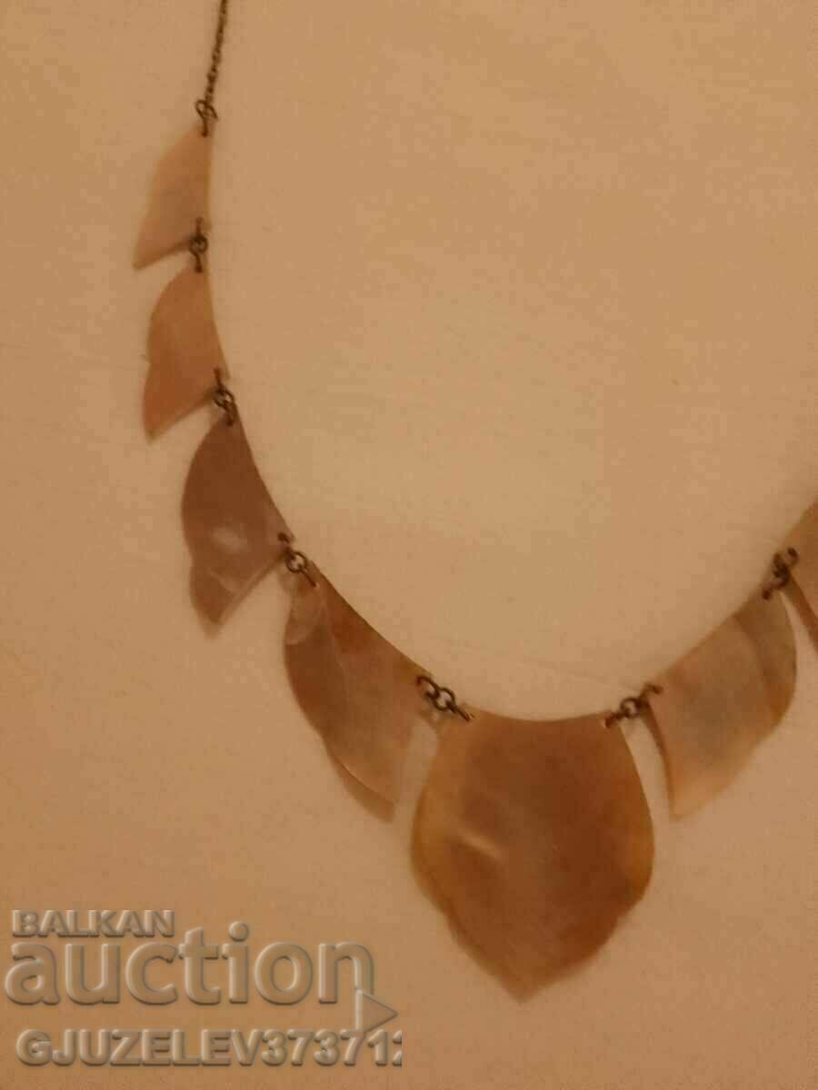 Asian Rare Authentic Silver Painted Mother of Pearl Necklace - 7 Asian Rare Authentic Silver Painted Mother of Pearl Necklace - 7