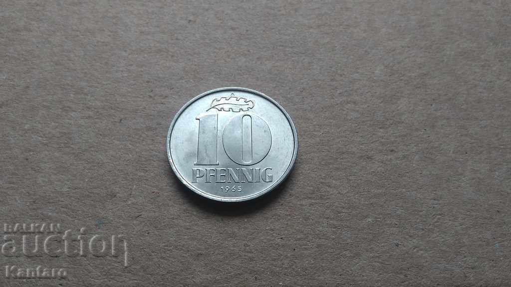 Монета - Германия / ГДР / - 10 пфенига / А / - 1965 г. - UNC