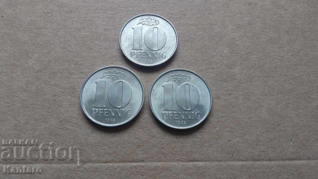 Moneda-Germania / RDG / -10 pfennigs / A / -1965 - UNC- 3 buc
