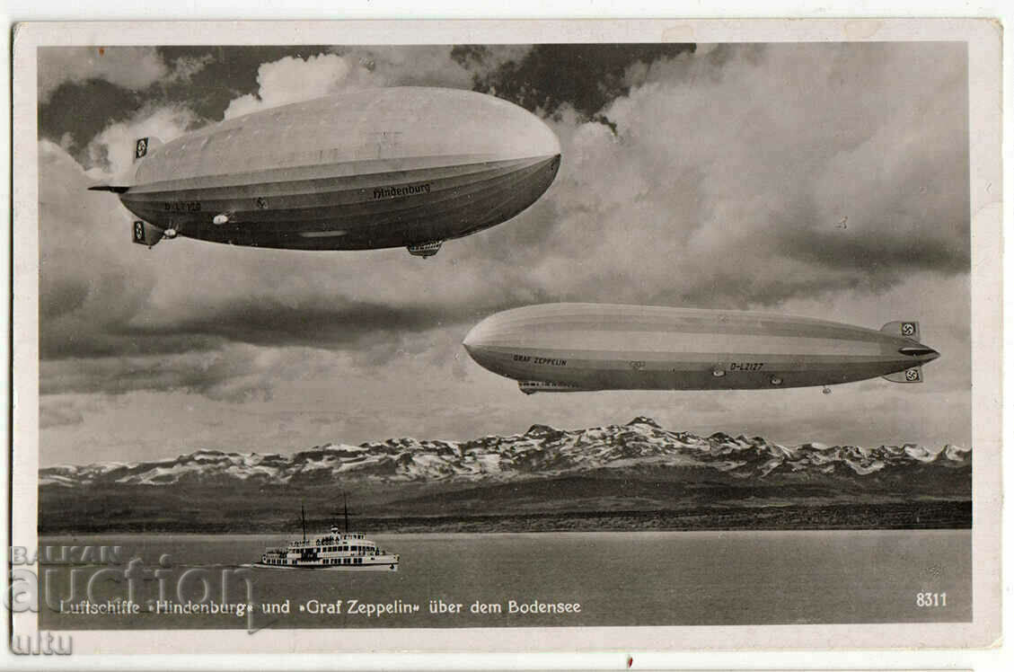 Πρωτότυπη καρτ ποστάλ Τρίτο Ράιχ, αερόπλοια, ταξίδεψε