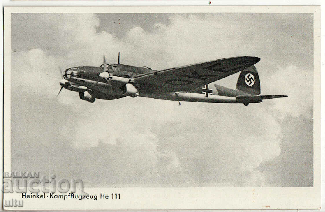 Carte poștală originală Al treilea Reich, avion, călătorit