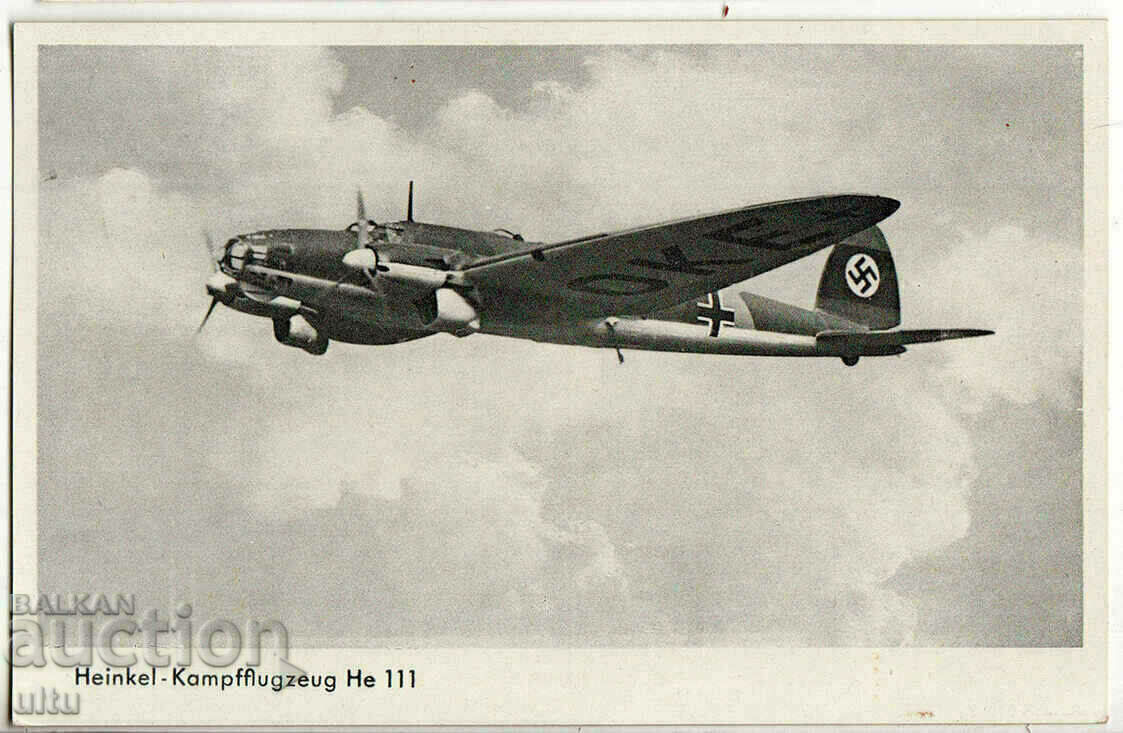 Original card Third Reich, plane, traveled