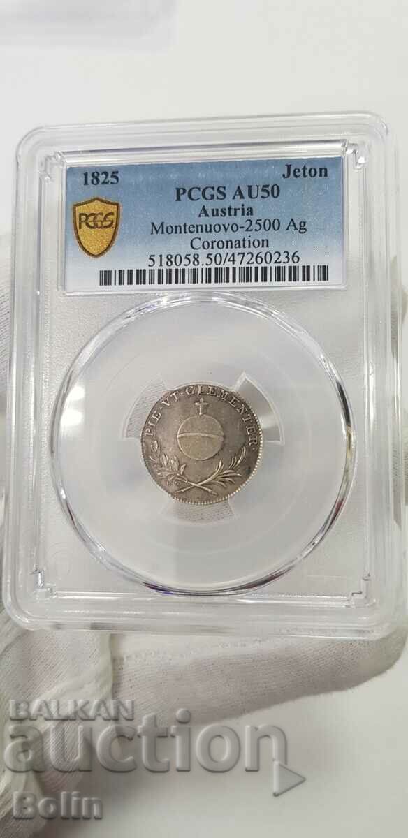 AU 50 - Austrian Silver Table Jeton 1825 Coronation with price 290.00 BGN | € 148.27 AU 50 - Austrian Silver Table Jeton 1825 Coronation with price 290.00 BGN | € 148.27