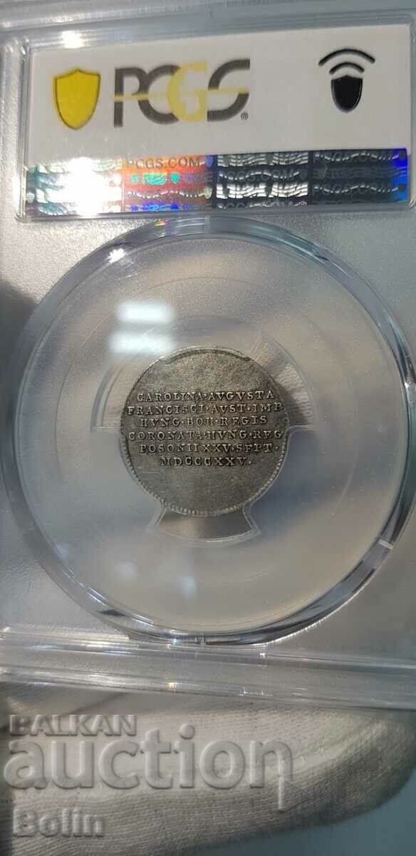 AU 50 - Austrian Silver Table Jeton 1825 Coronation - 6 AU 50 - Austrian Silver Table Jeton 1825 Coronation - 6