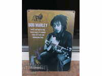 Metallic music label Bob Marley with lion guitar Jamaica reggae top