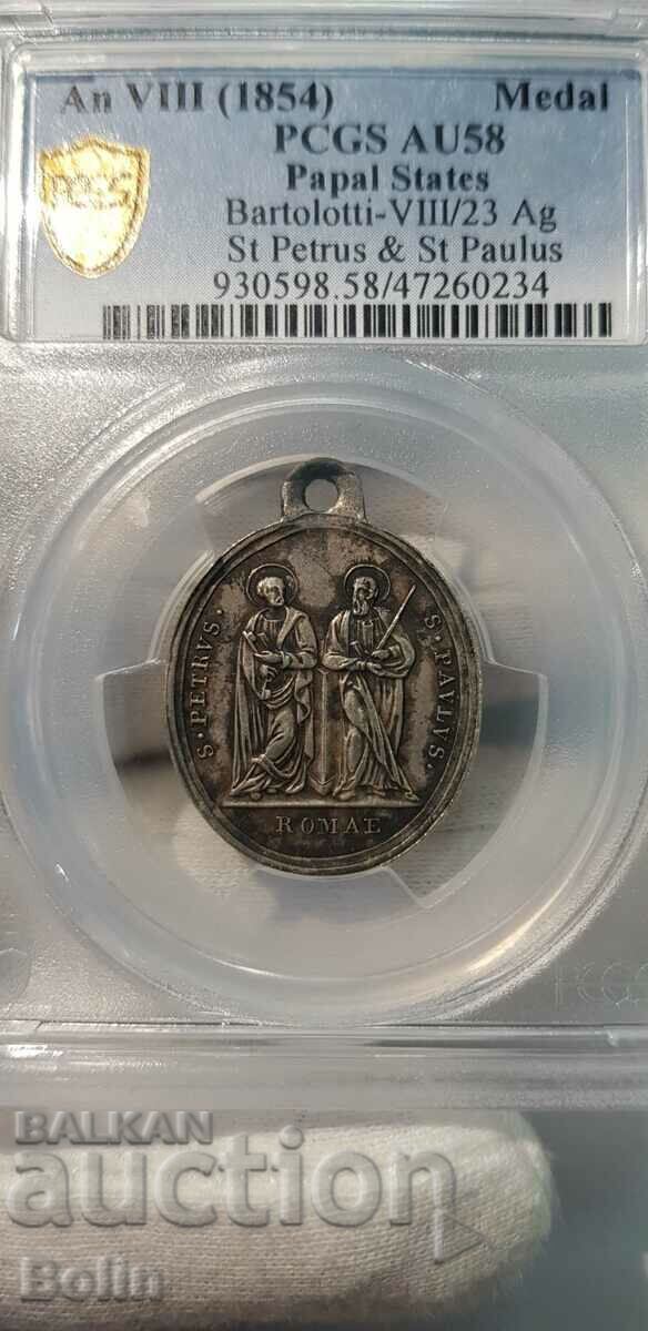 AU 58 medalie italiană cu jetoane de argint rar 1854 cu preț 290.00 BGN | € 148.27 AU 58 medalie italiană cu jetoane de argint rar 1854 cu preț 290.00 BGN | € 148.27