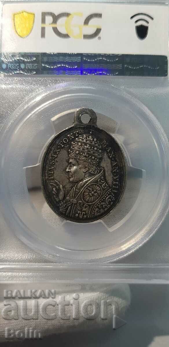 AU 58 medalie italiană cu jetoane de argint rar 1854 - 6 AU 58 medalie italiană cu jetoane de argint rar 1854 - 6