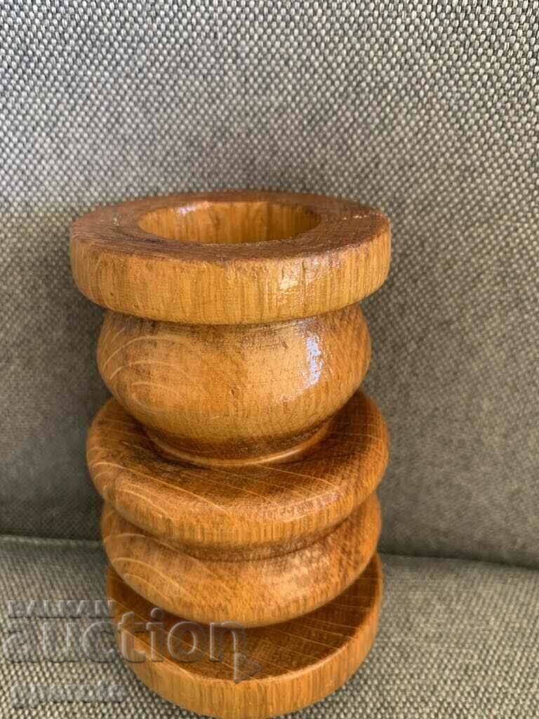 Old massive wooden candlestick-1