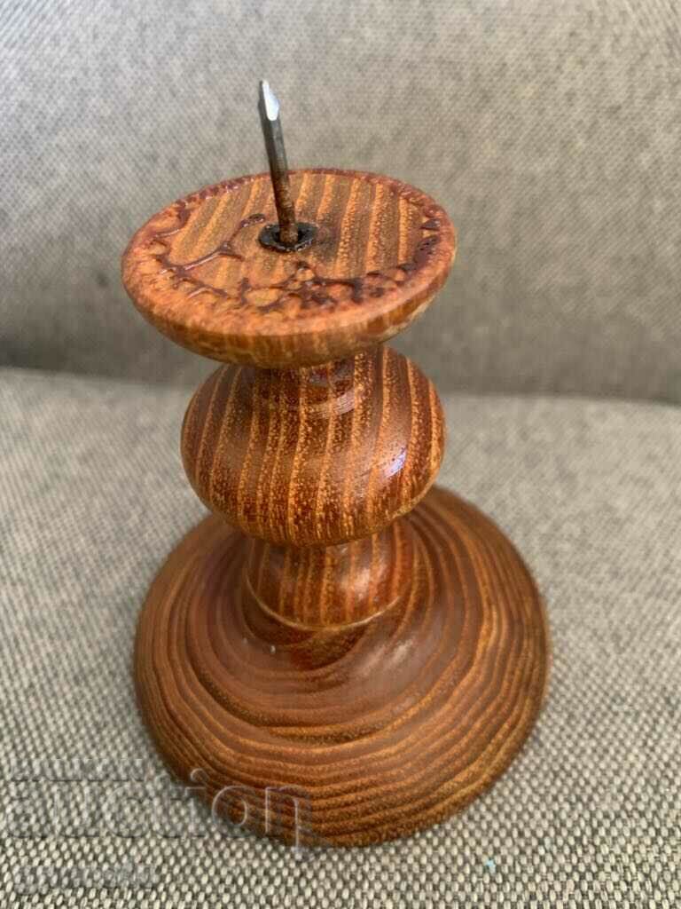 Old massive wooden candlestick-2