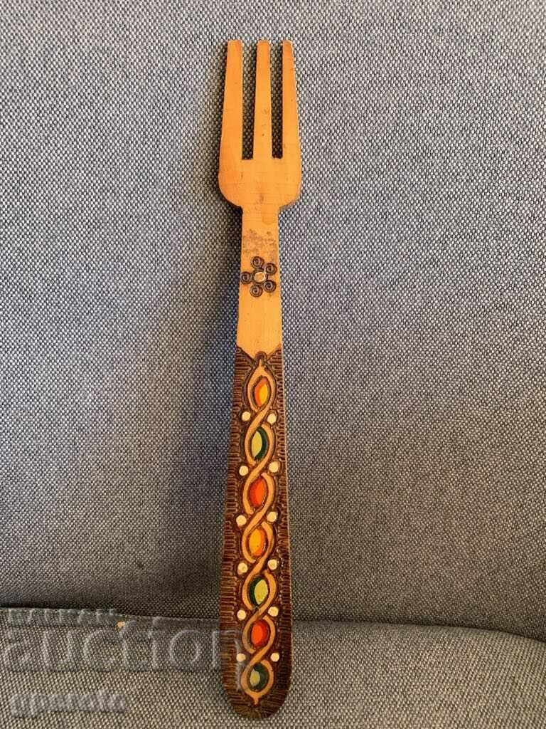 Beautiful wooden ethnic Bulgarian fork