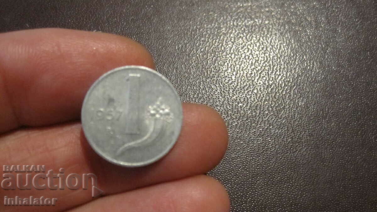 1957 an 1 lira Italia - Aluminiu