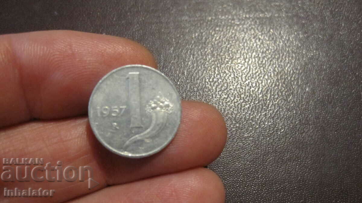 1957 an 1 lira Italia - Aluminiu