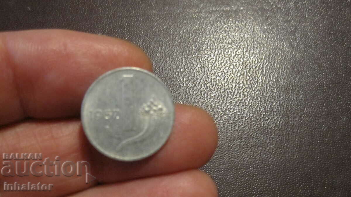 1957 год 1 лира Италия - Алуминий