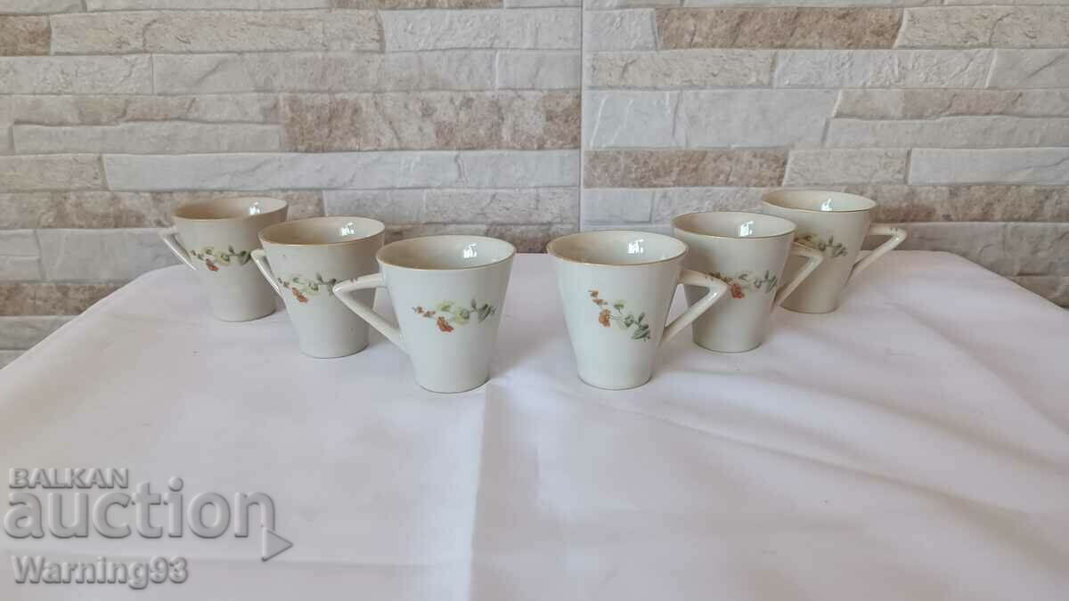 Комплект 6 броя чаши за кафе - Български порцелан от соц-а