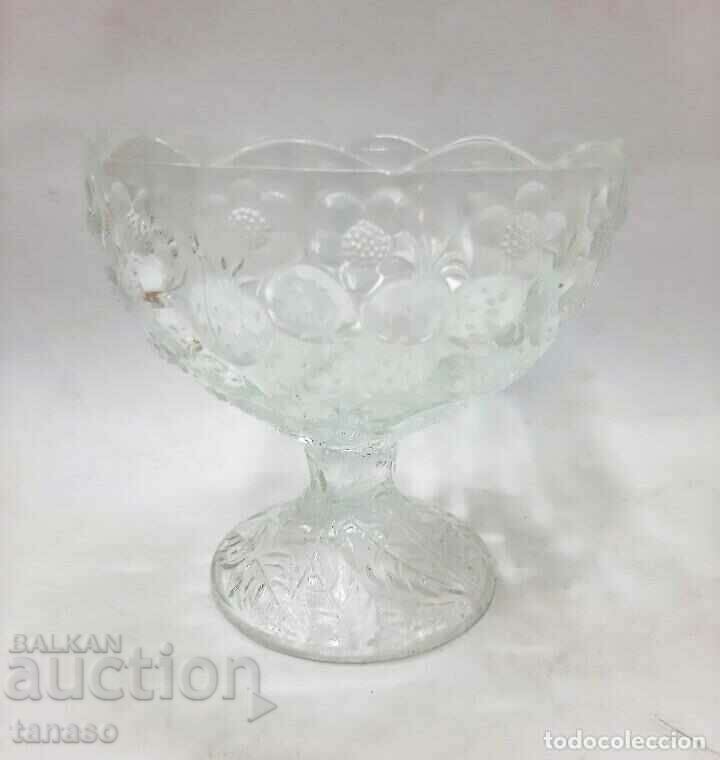 Vintage heavy glass bowl with stool(7.2) - 7 Vintage heavy glass bowl with stool(7.2) - 7