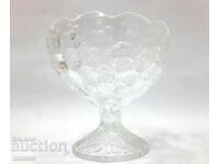 Vintage heavy glass bowl with stool(7.2)
