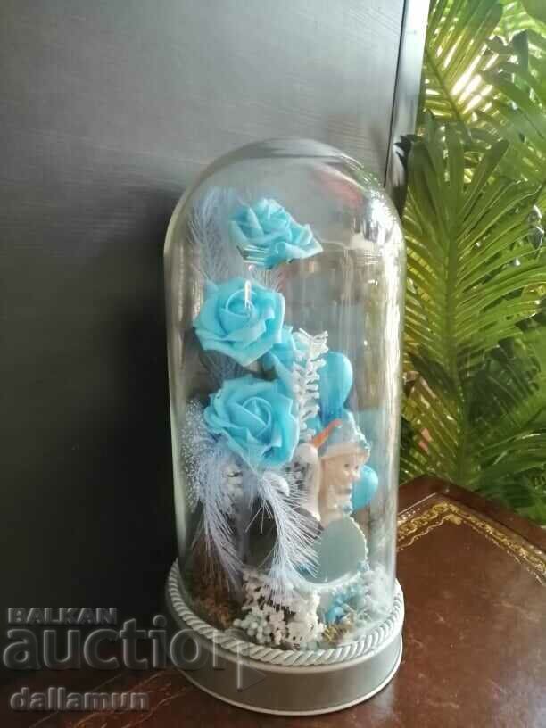 decorative terrarium with artificial roses 38 cm with price 32.00 BGN | € 16.36 decorative terrarium with artificial roses 38 cm with price 32.00 BGN | € 16.36