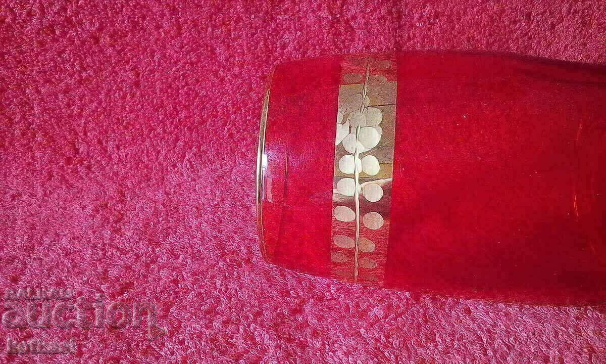 Old crystal red cup gilt with price 25.50 BGN | € 13.04