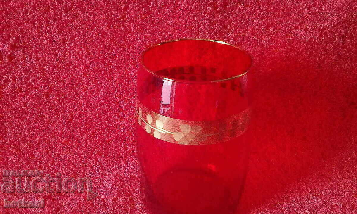 Old crystal red cup gilt - 5