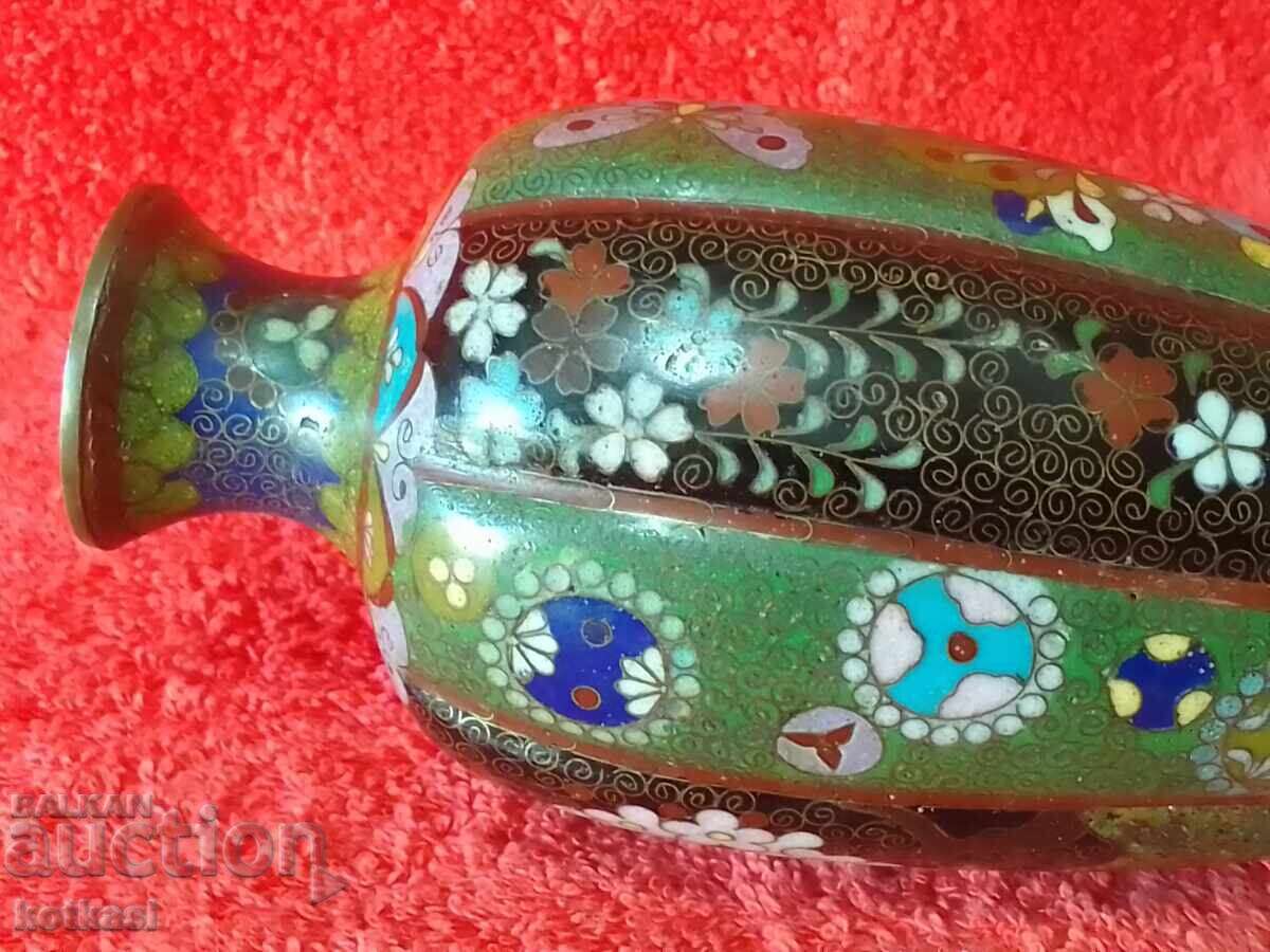 Old vase 15 cm cellular enamel cloisonne cloisonne Asia - 6 Old vase 15 cm cellular enamel cloisonne cloisonne Asia - 6