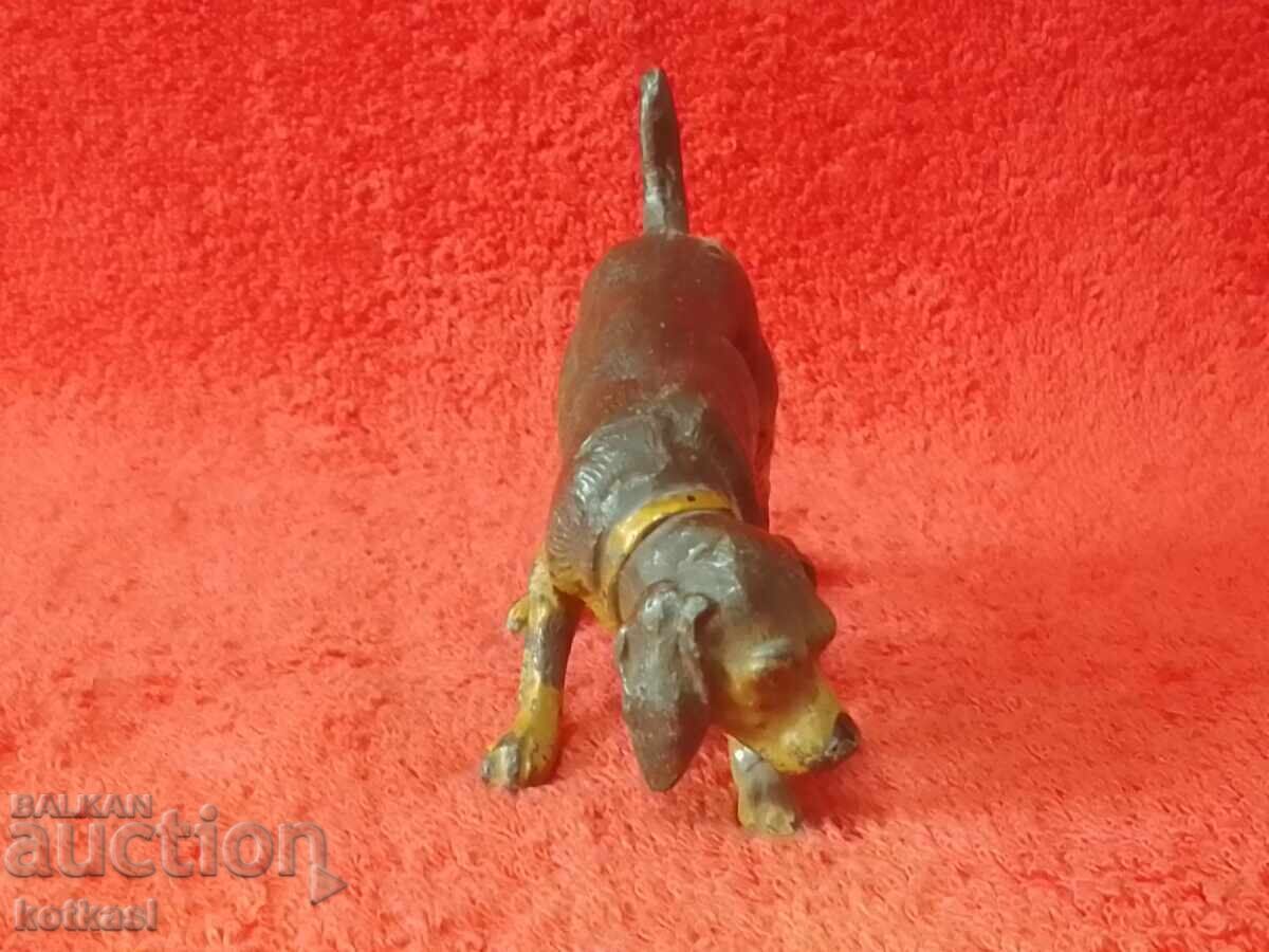 Auction  Old solid metal bronze Dog