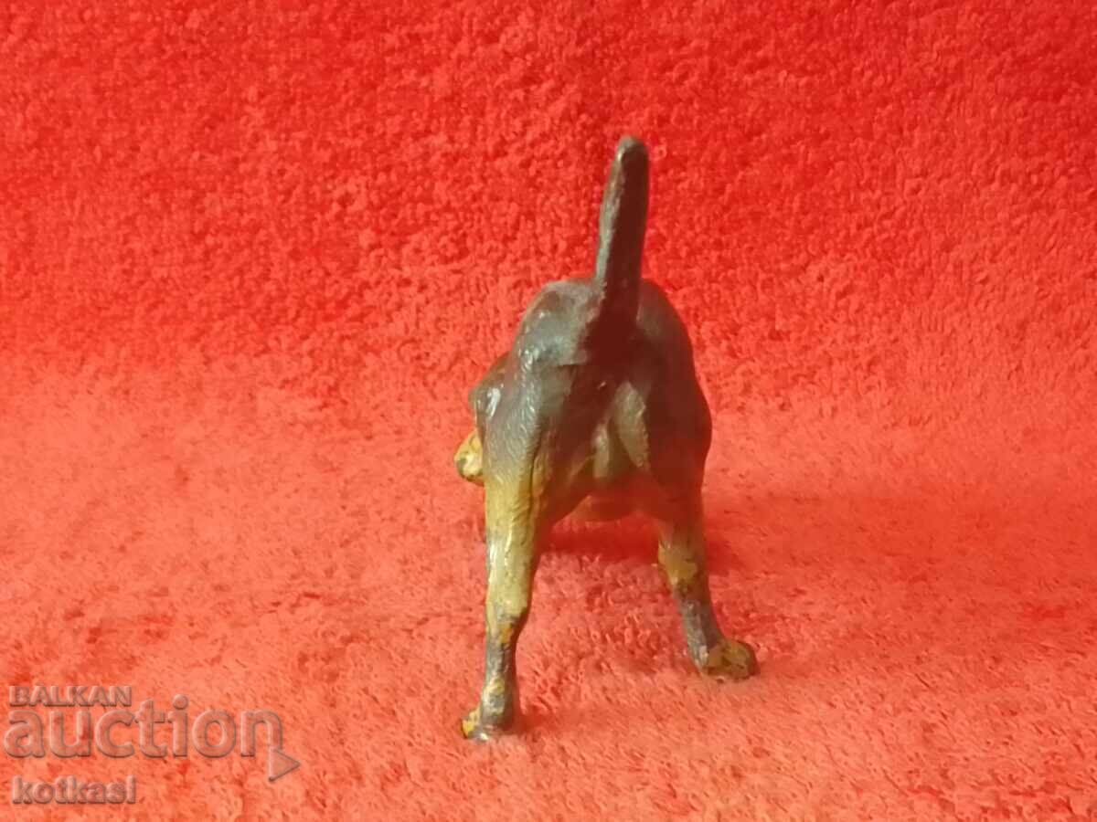 Old solid metal bronze Dog - 5