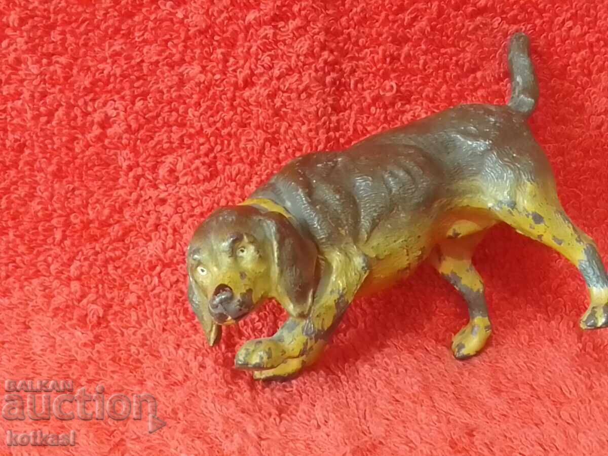 Old solid metal bronze Dog - 6
