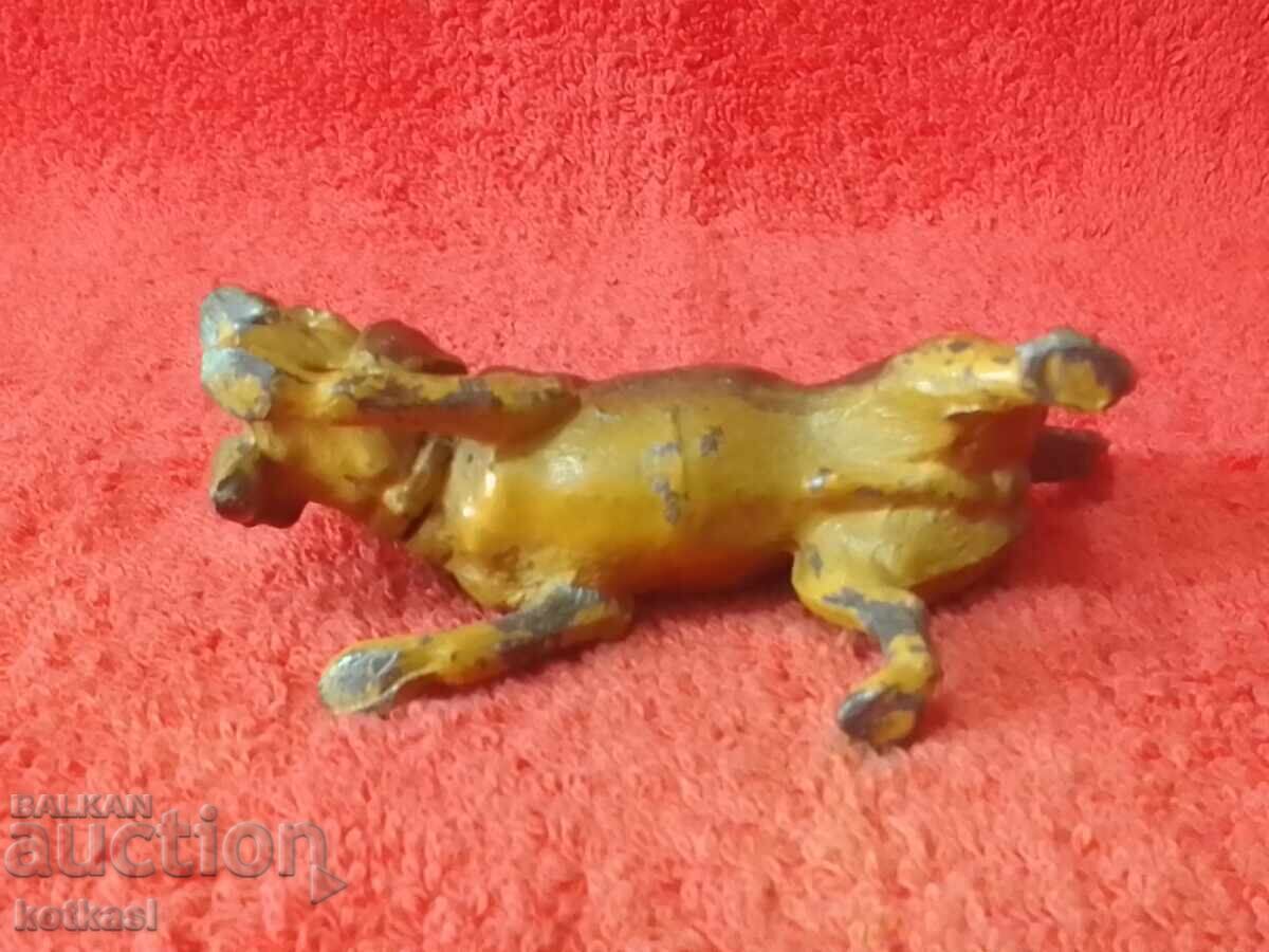 Old solid metal bronze Dog - 7