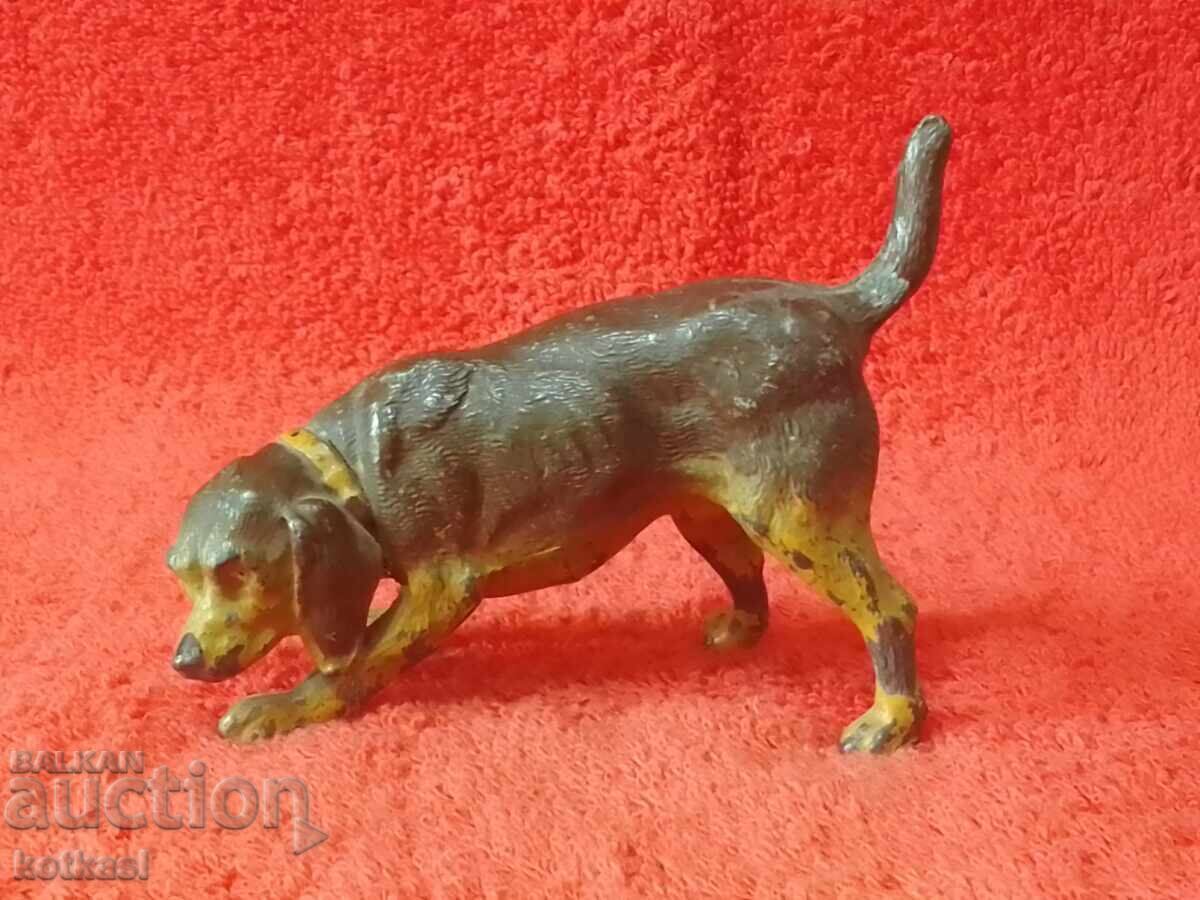 Old solid metal bronze Dog
