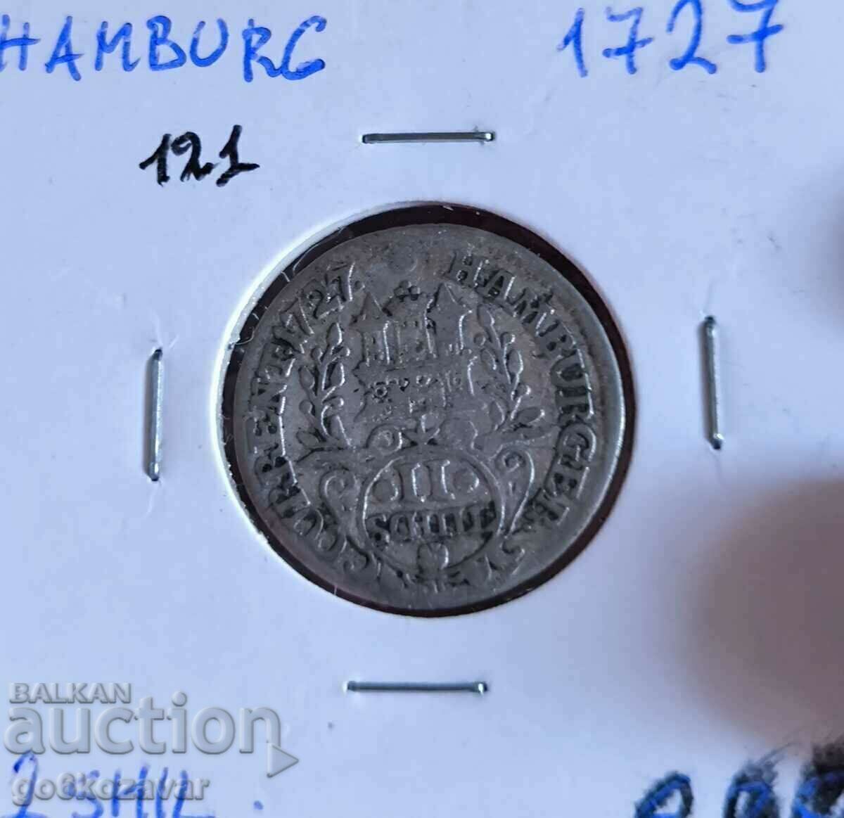 Auction Germany Hamburg 2 shillings 1727 Silver ! Rare! Auction Germany Hamburg 2 shillings 1727 Silver ! Rare!