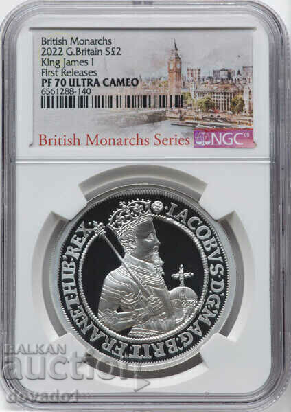 2022 James I 1oz £2 - NGC PF70 Silver Coin (31.1y)