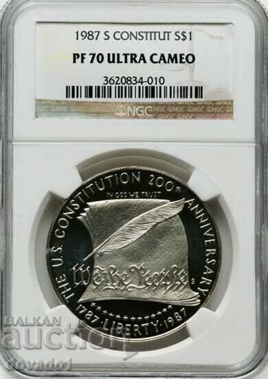 1987-S Constitution S$1 - NGC PF 70 - САЩ