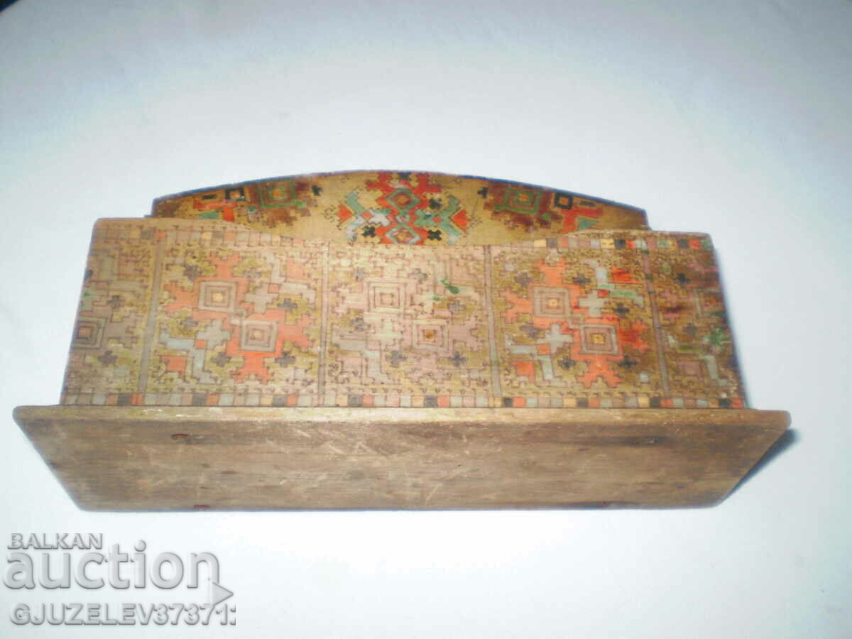Delivery of 19th century wooden letter stand colored pyrography Delivery of 19th century wooden letter stand colored pyrography