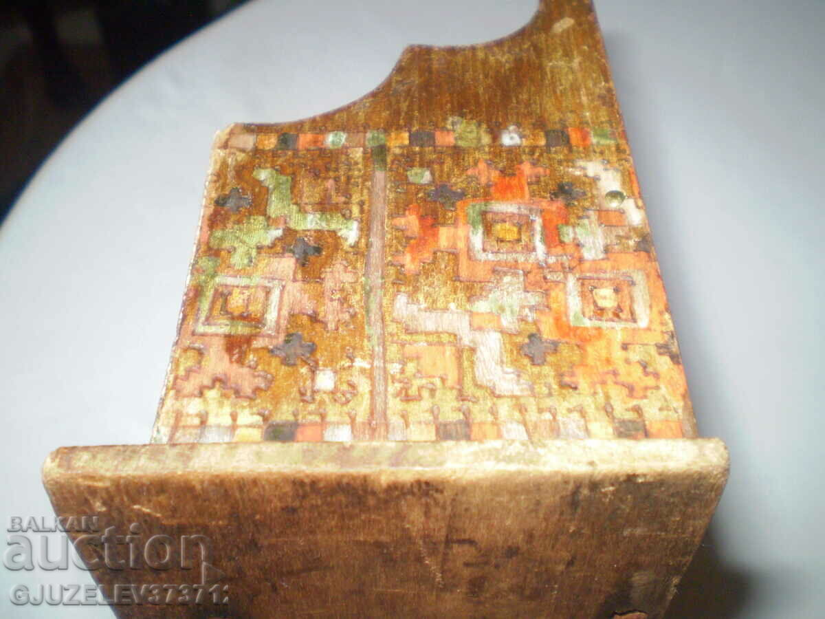 19th century wooden letter stand colored pyrography - 5 19th century wooden letter stand colored pyrography - 5