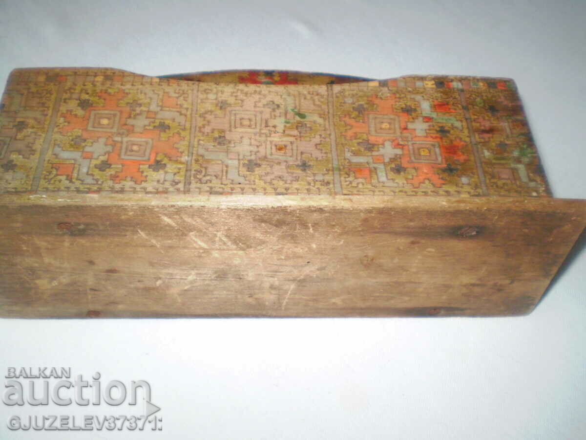 19th century wooden letter stand colored pyrography - 6 19th century wooden letter stand colored pyrography - 6