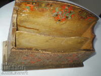 19th century wooden letter stand colored pyrography