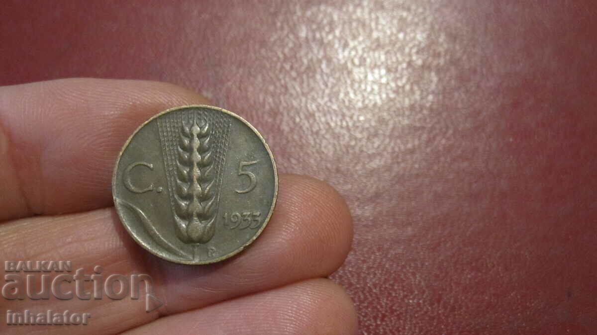 1933 anul 5 centesimi Italia